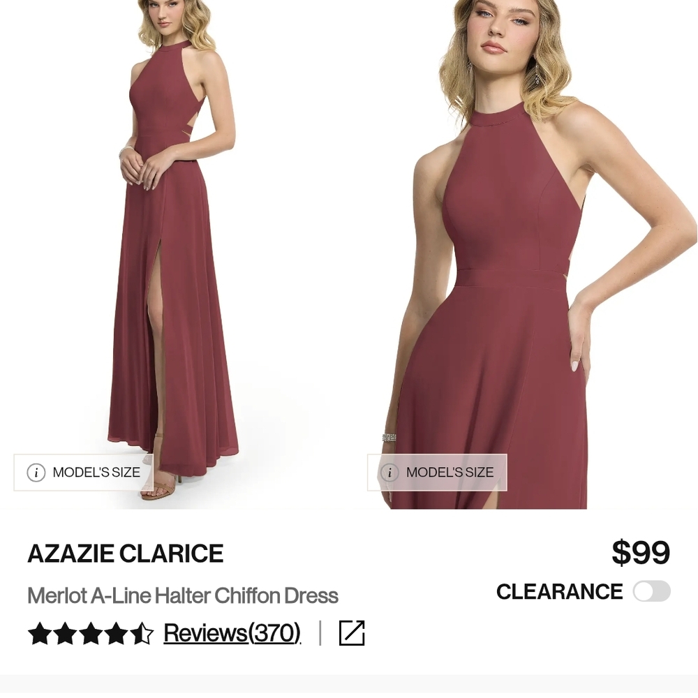 Azazie Clarice Burgundy Halter Maxi Dress